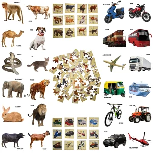 animal and vehicle jigsaw puzzle toy made from wood for toddler early learning and fun play