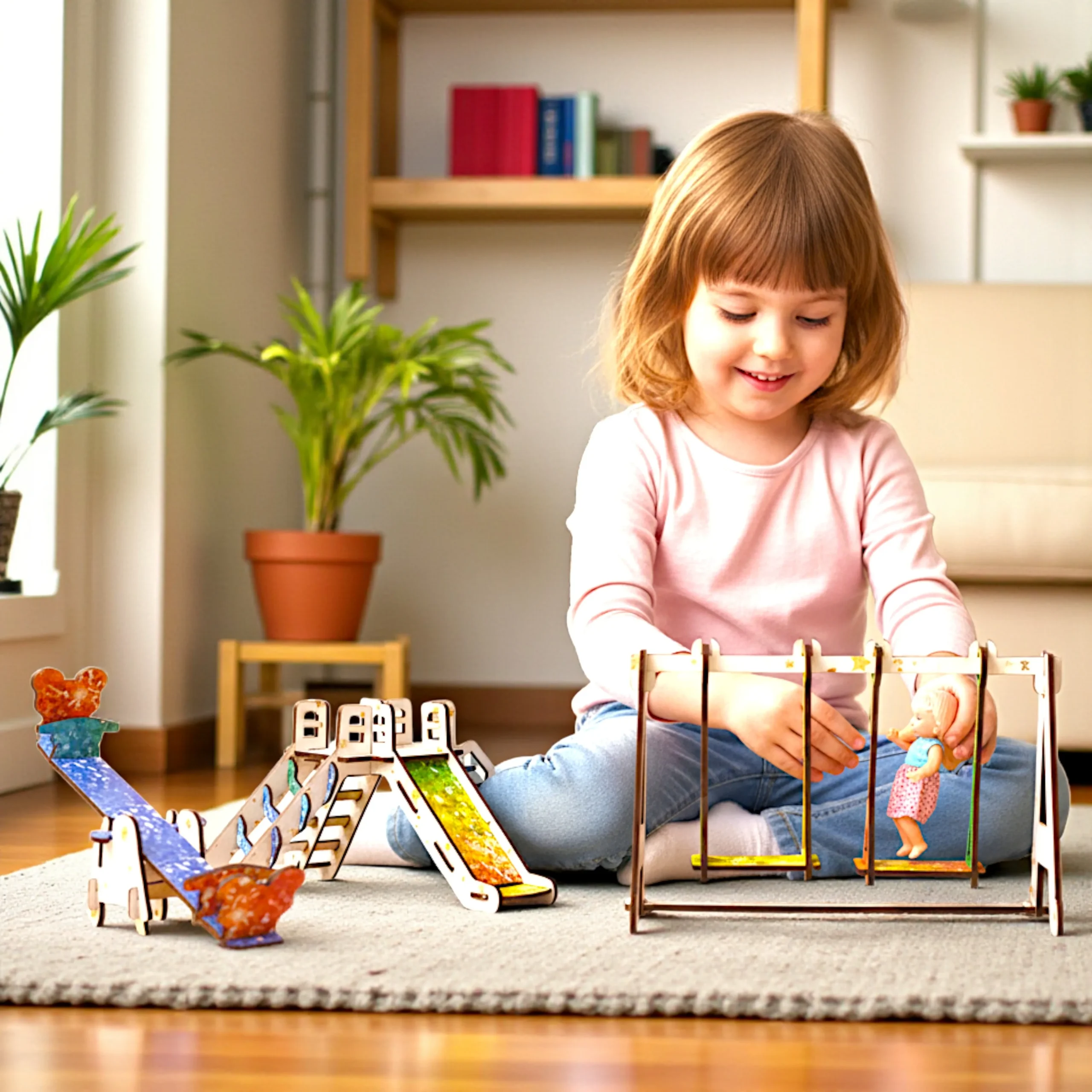 assembled garden swings wooden puzzle toy