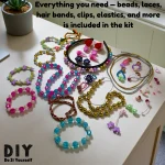 complete jewellery beads bracelet making kit with colorful beads and threads