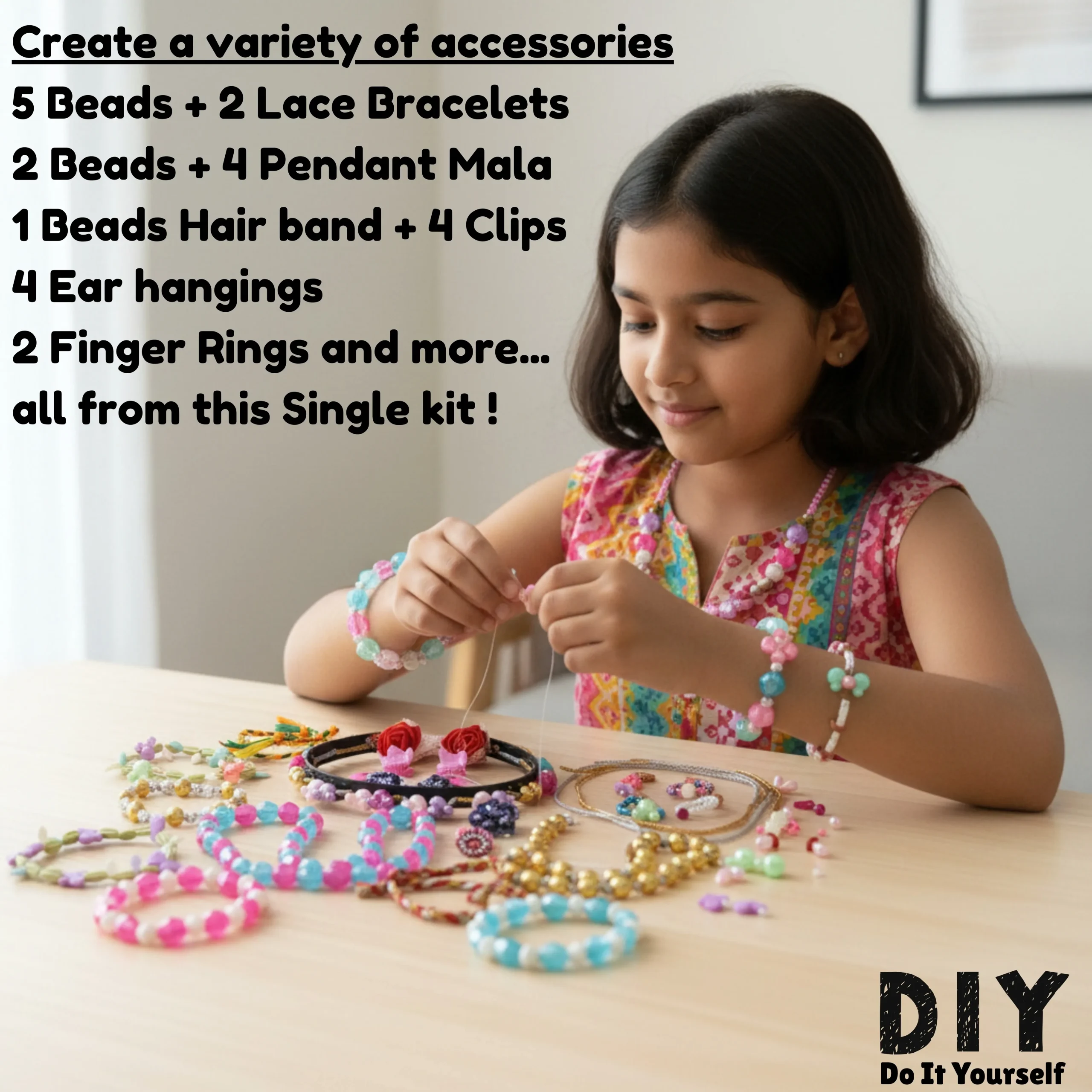 close up of colorful jewellery beads used for diy bracelet making