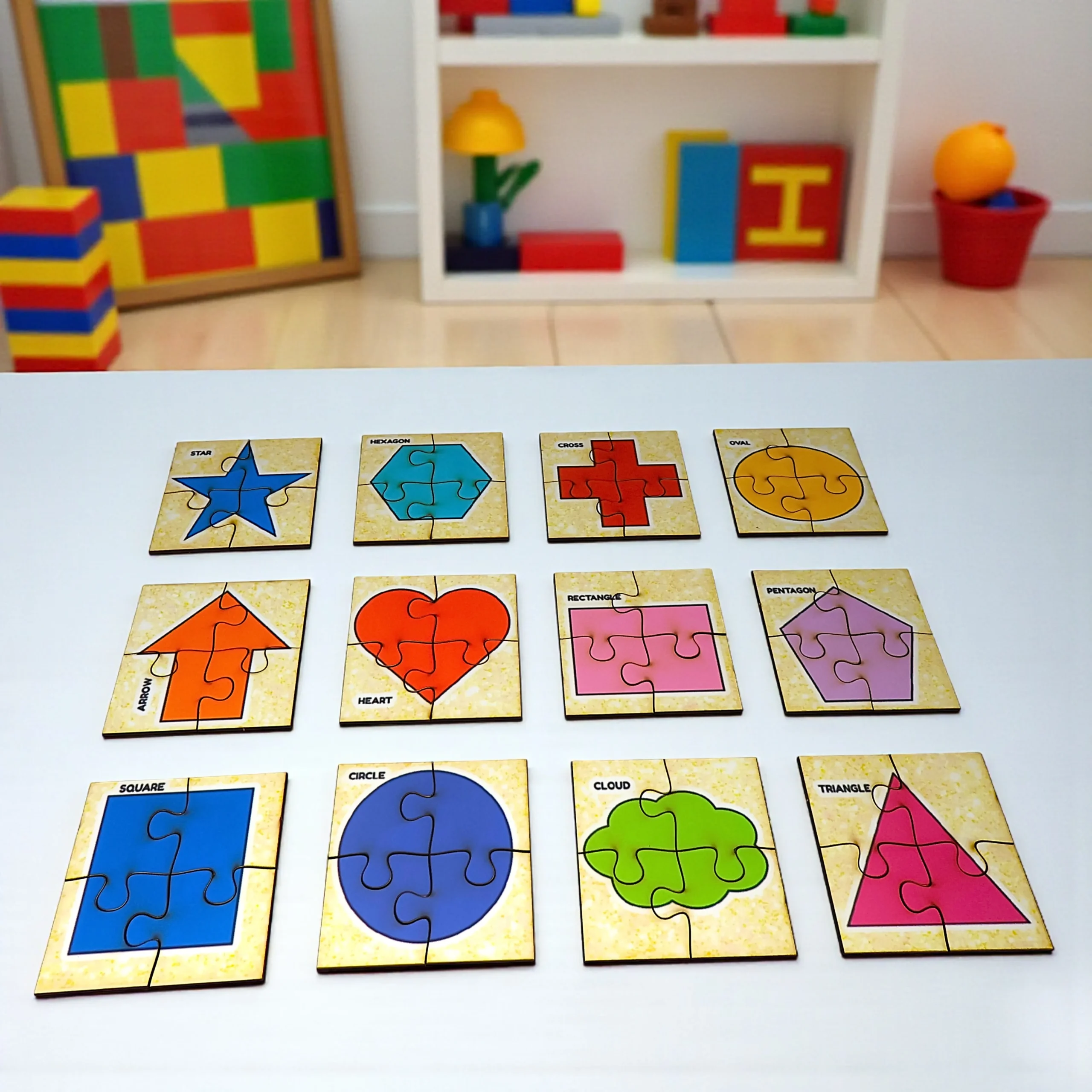 completed shape and vegetable jigsaw puzzle for children