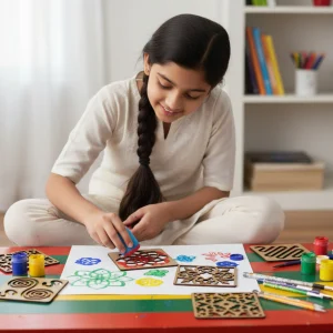 creative art activities using painting and rangoli stencils