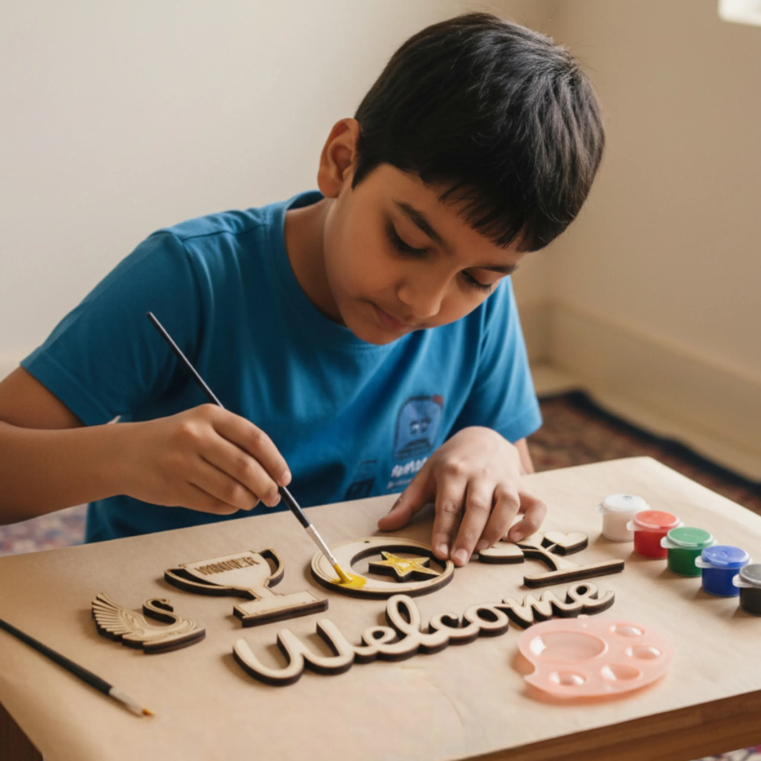 step by step wood painting activity using kids kit