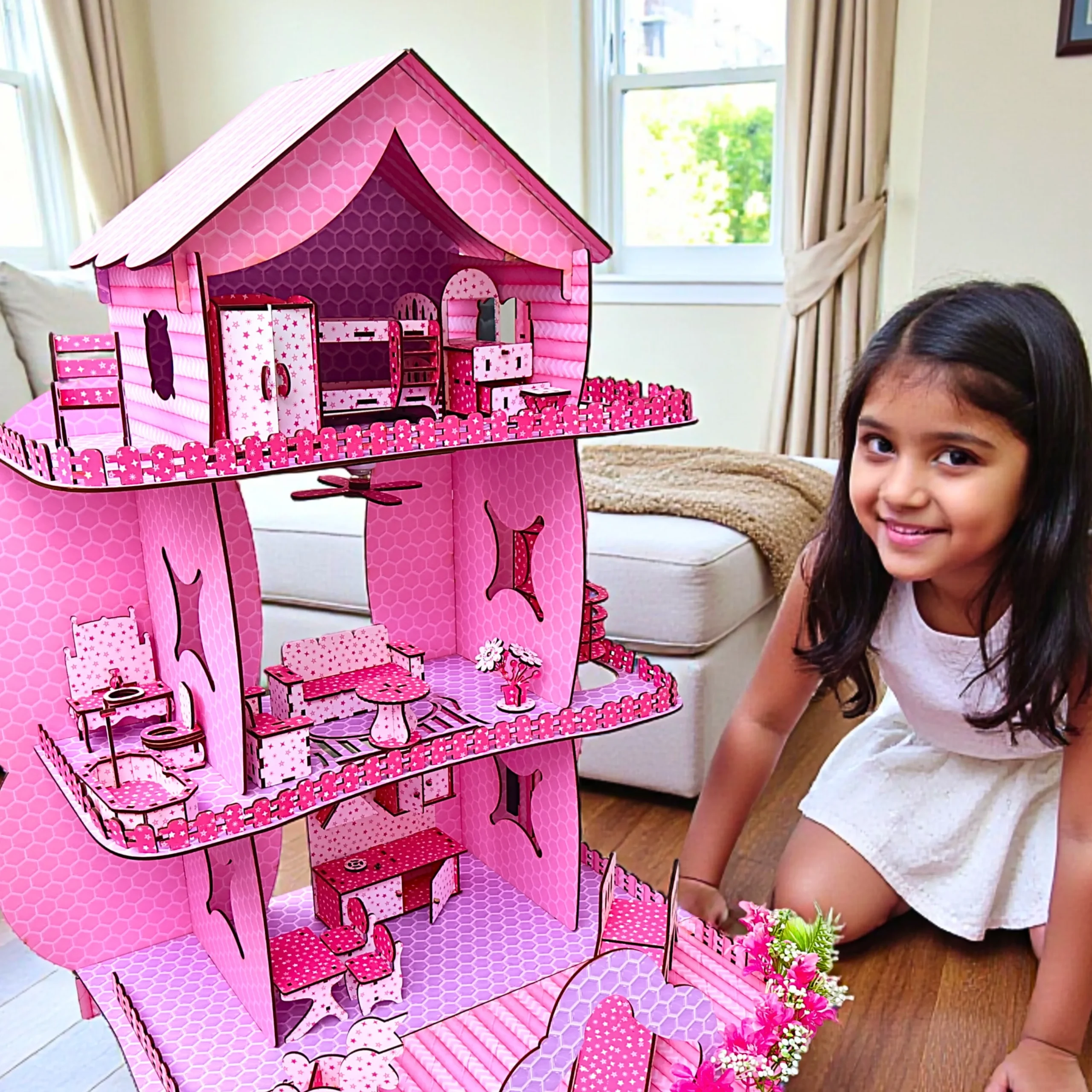 close up of fantasy furniture pieces inside dream dollhouse