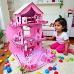 dream dollhouse playset for kids with detailed rooms, furniture and accessories