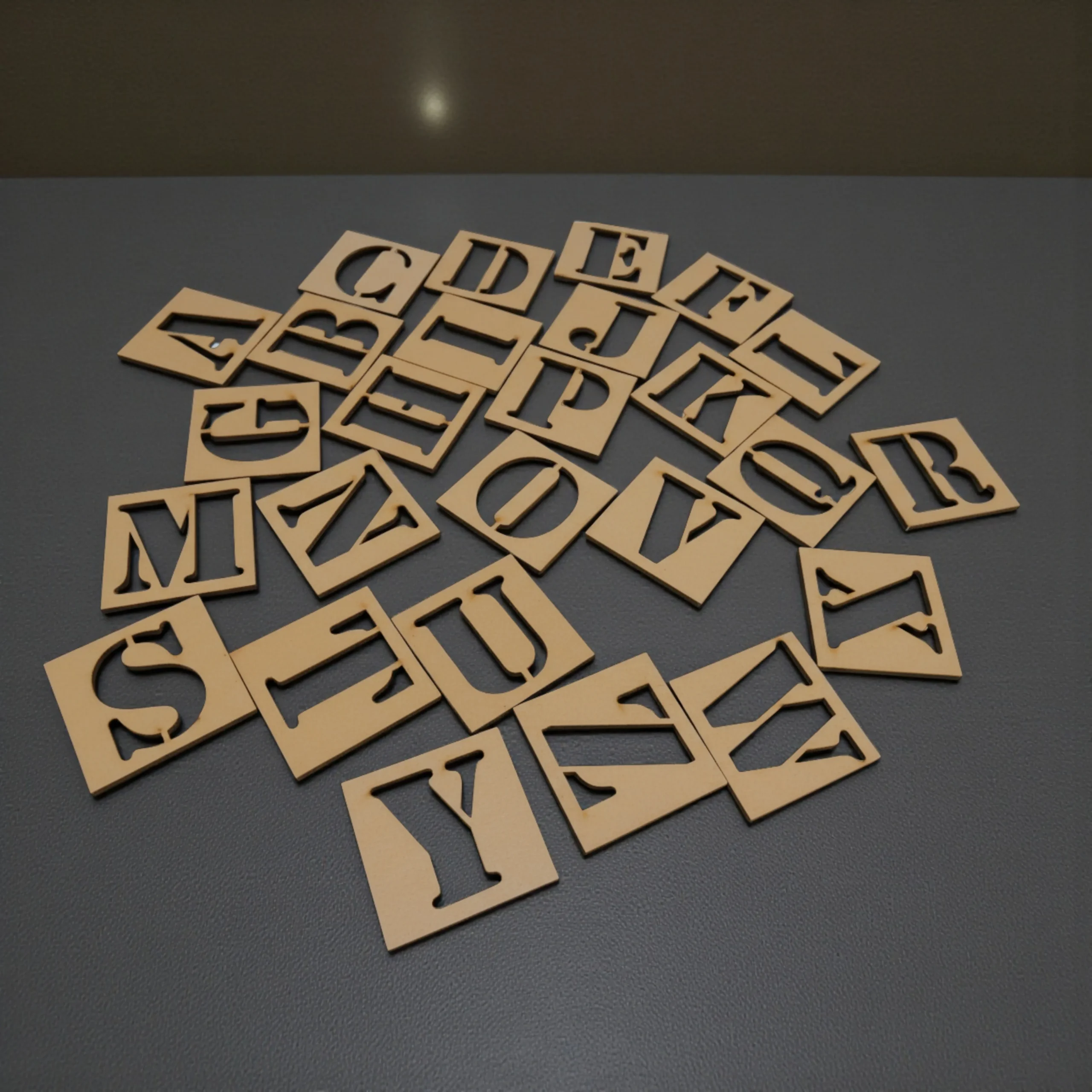 eco friendly wooden ABCD stencil set made from safe child friendly timber