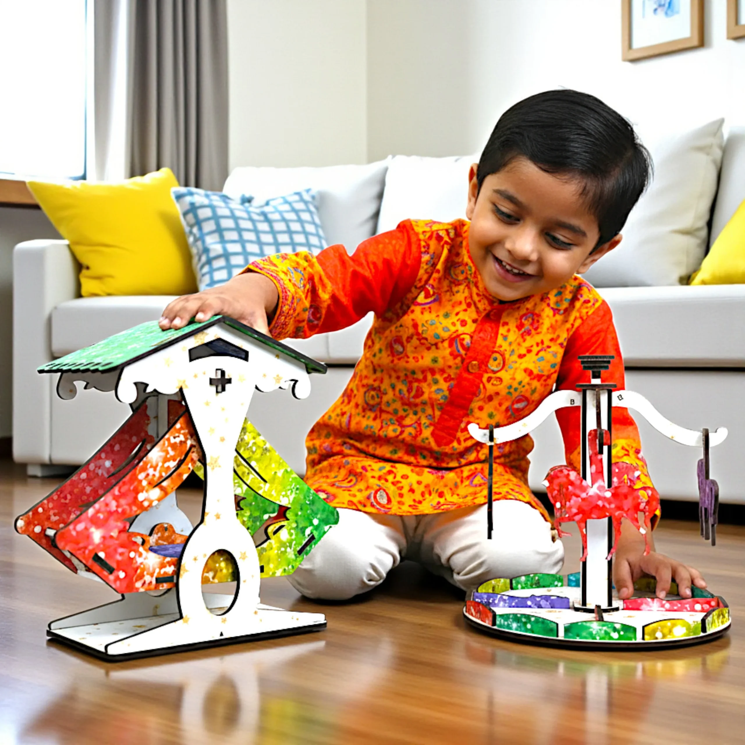 educational wooden craft puzzle amusement ride