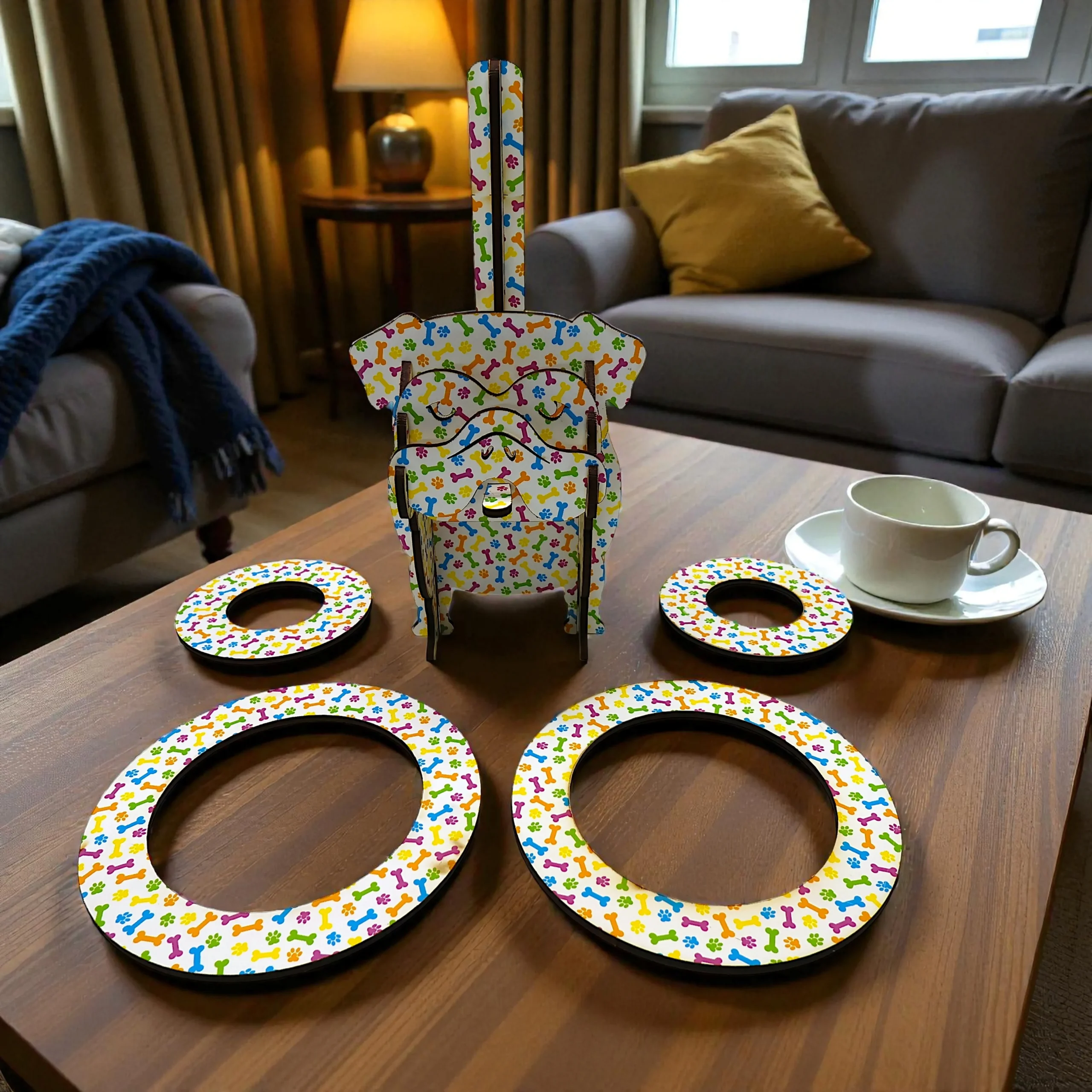 family playing ring toss game together