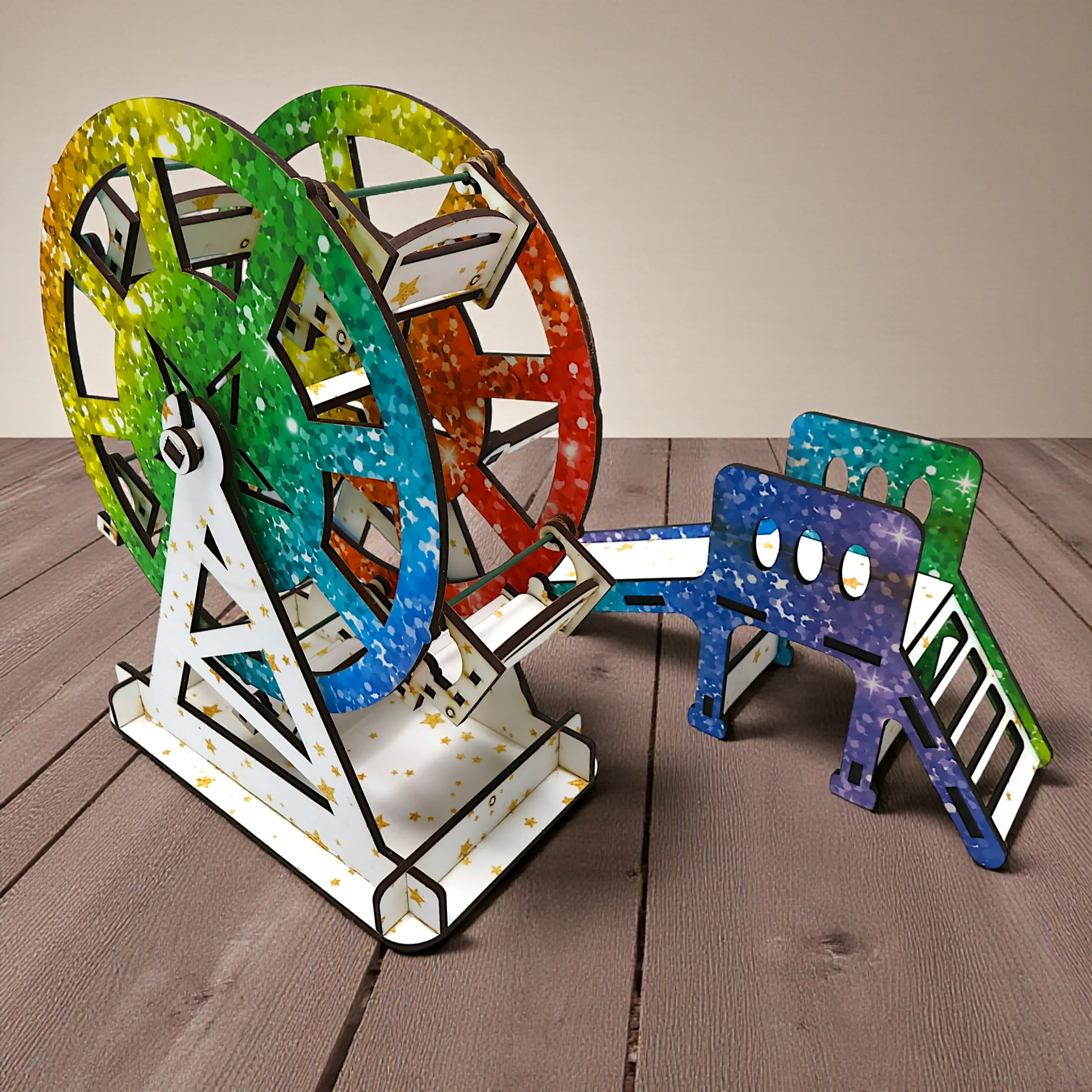 ferris wheel and slide wooden puzzle craft kit for kids