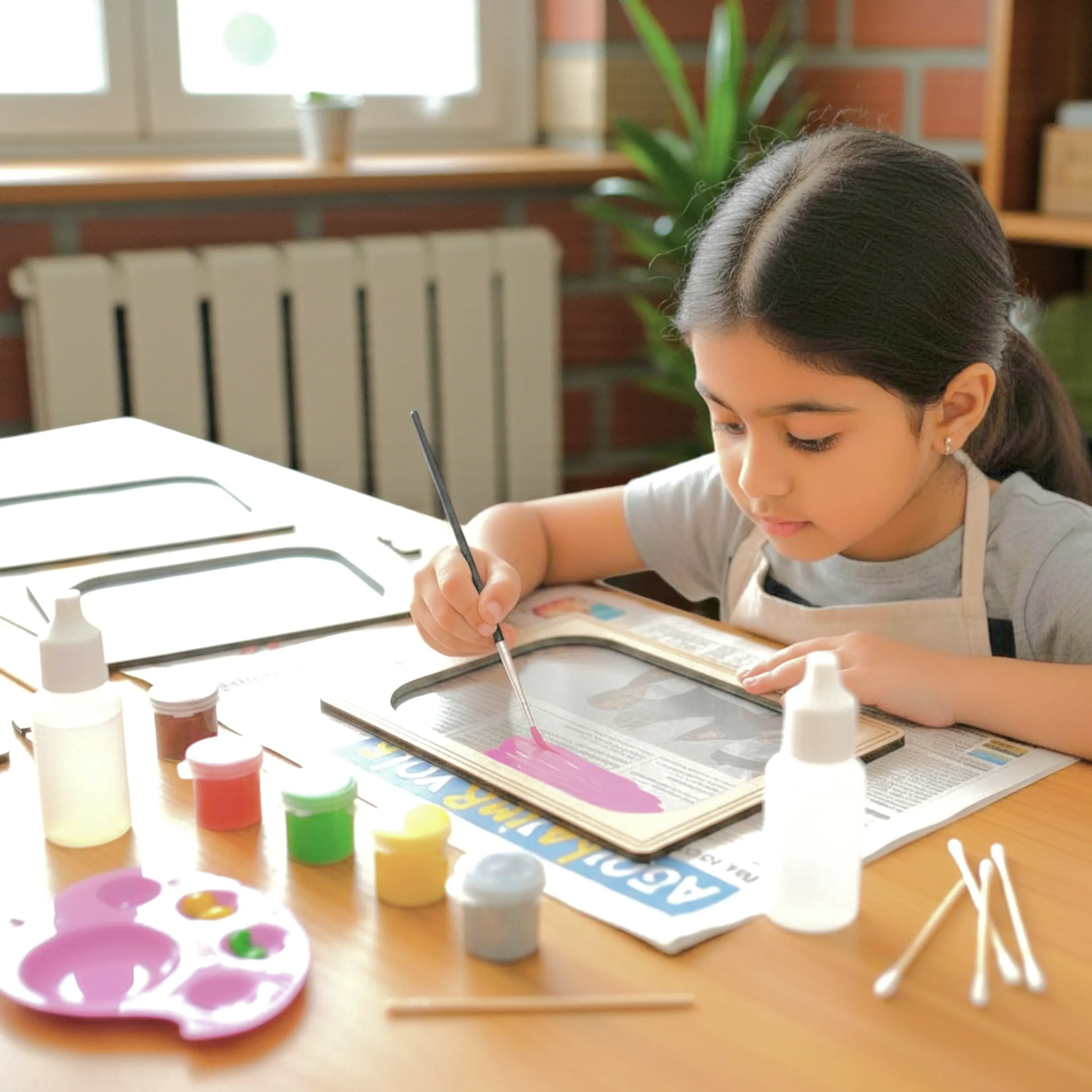 close up of glass painting colors bright and vibrant for kids art