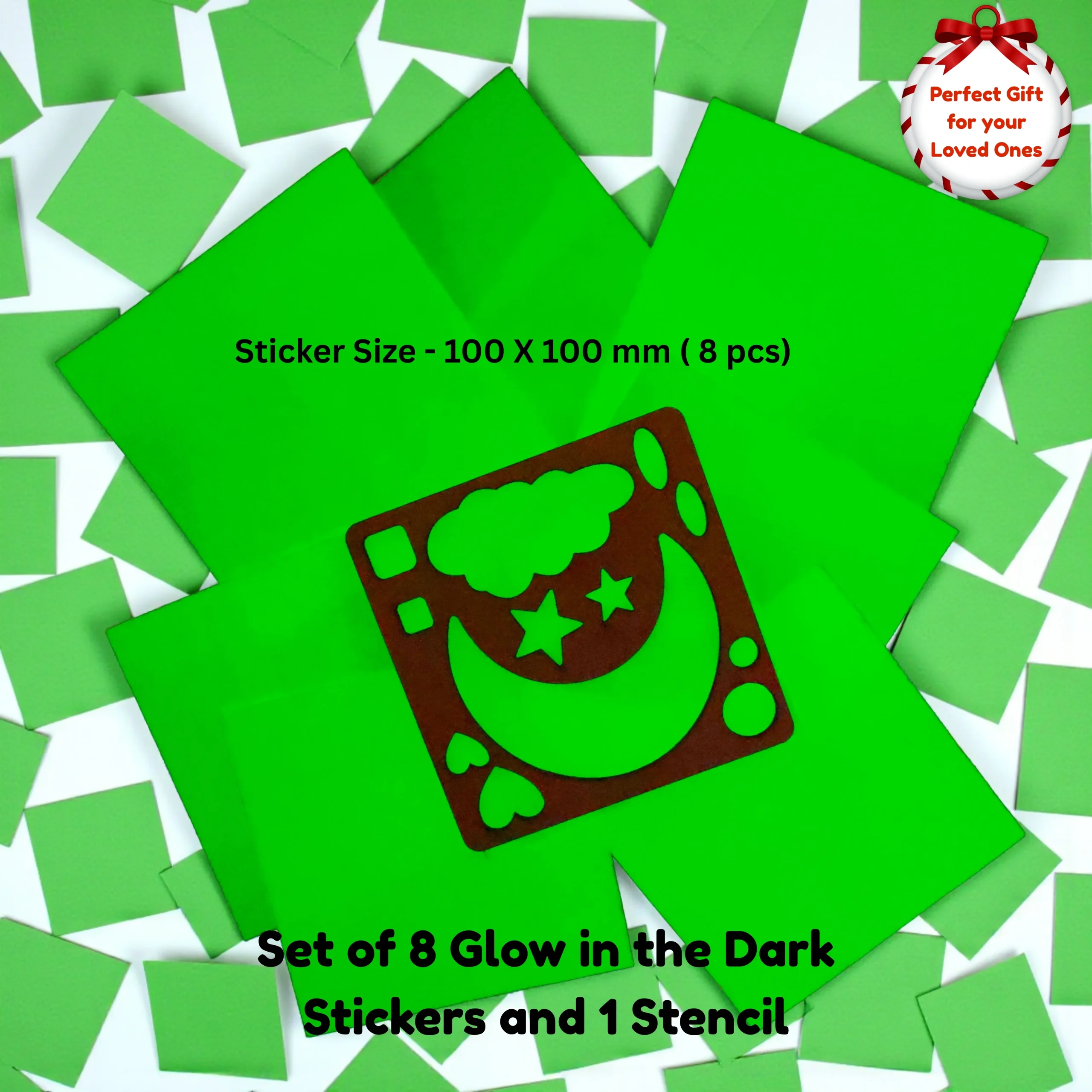 full sheet of glow in the dark stickers with stars moons and shapes