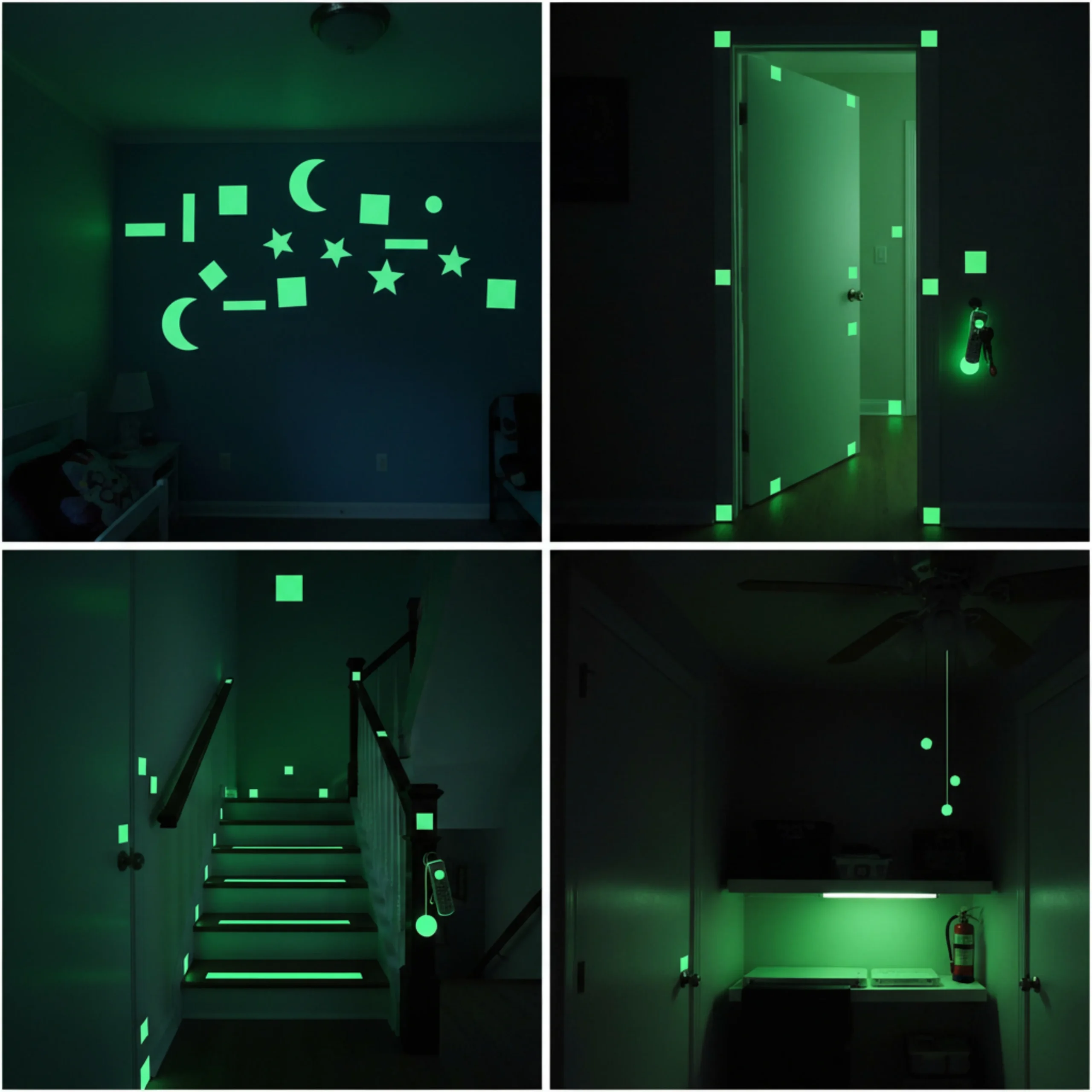 kids bedroom walls decorated with glow in the dark stickers stars moons and planets