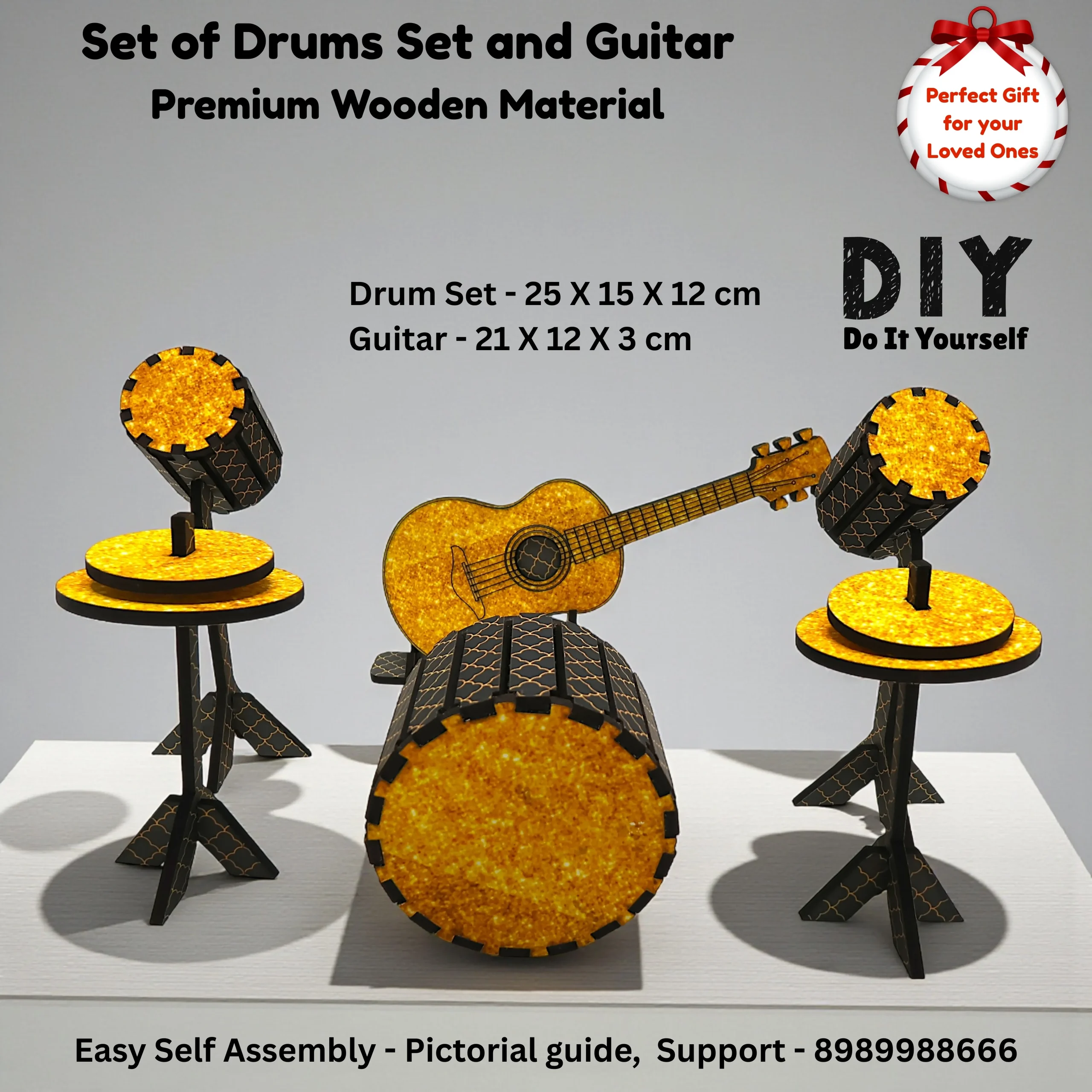 guitar and drums miniature musical decor piece