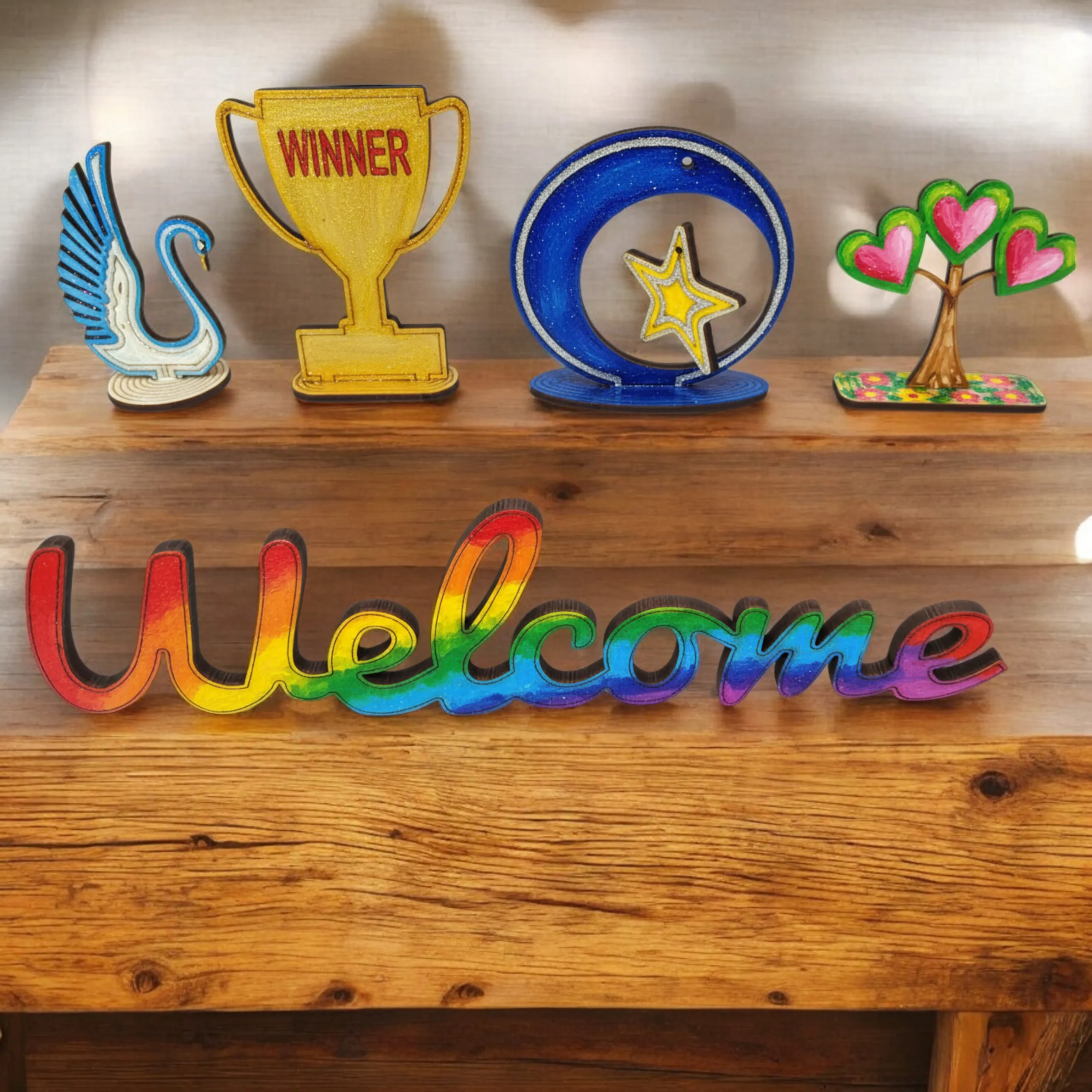 kids doing independent wood painting activity