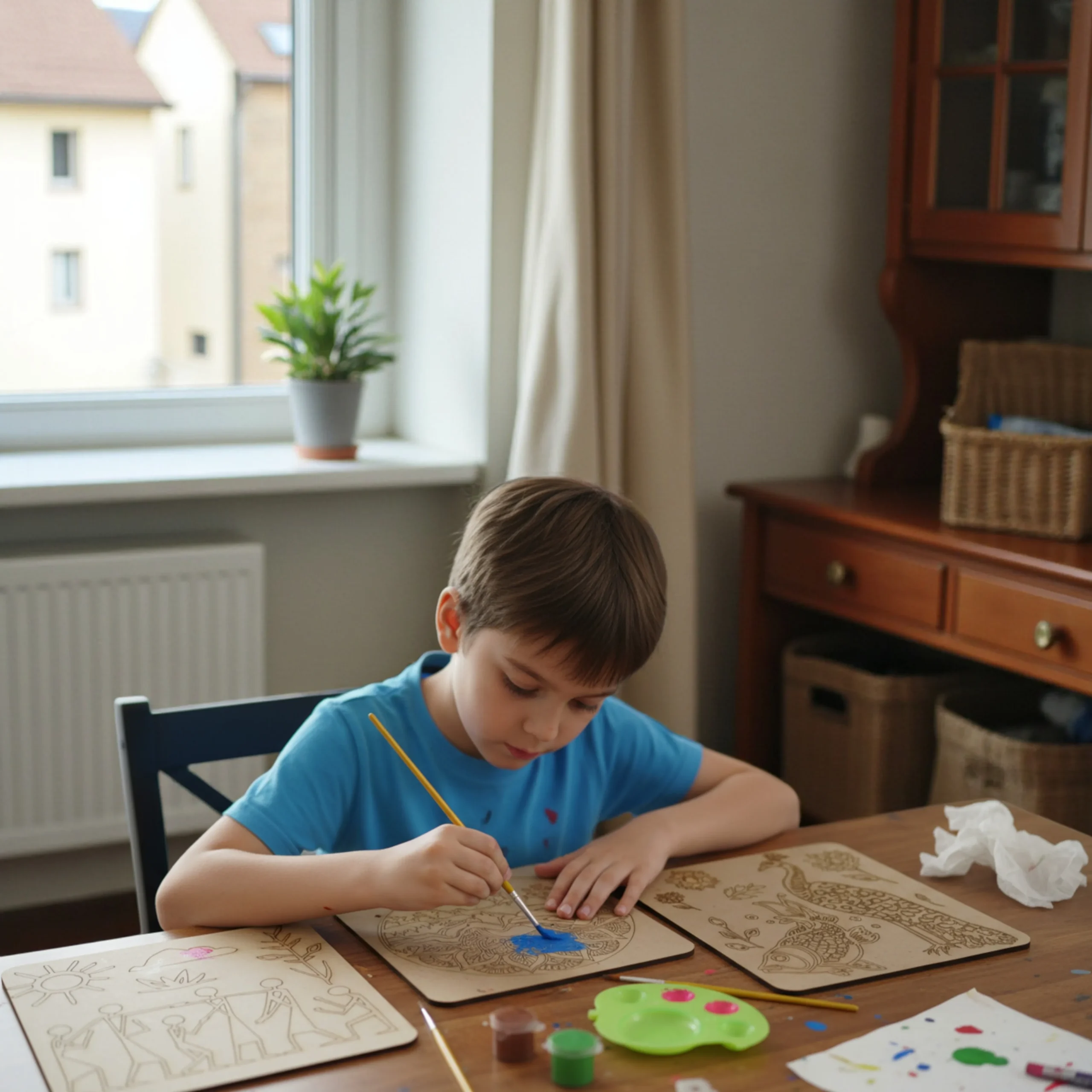 kids painting mandala art using Indian art mandala painting kit