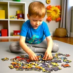 kids solving car and bike jigsaw puzzle during playtime