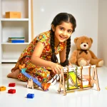 kids playing with garden swings puzzle toy