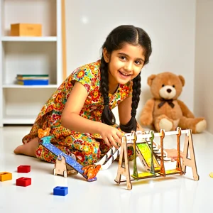 kids playing with garden swings puzzle toy