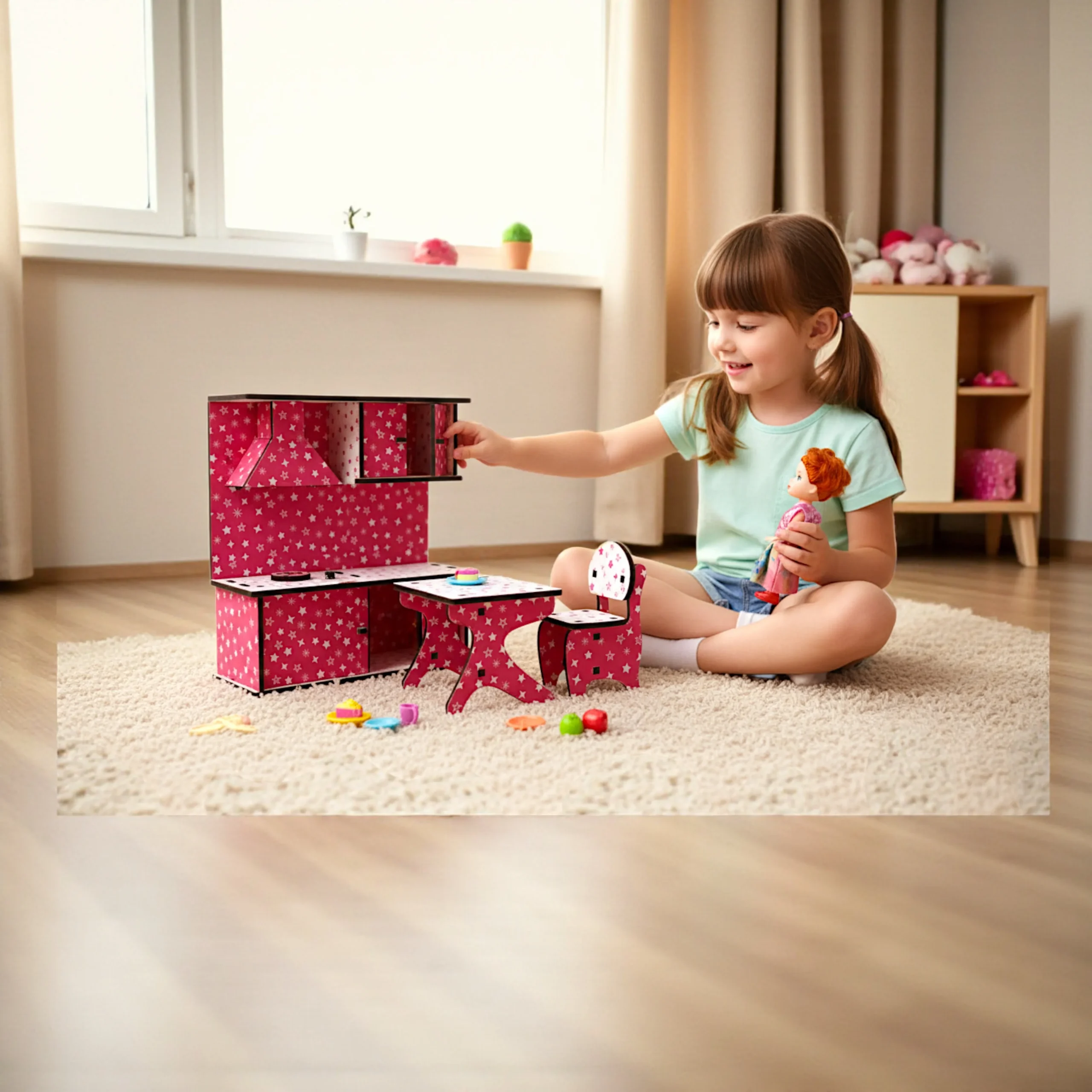 kids playing pretend cooking using kitchen set toy