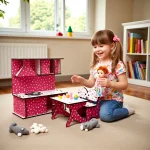 kitchen set toy arranged in kids playroom for pretend cooking