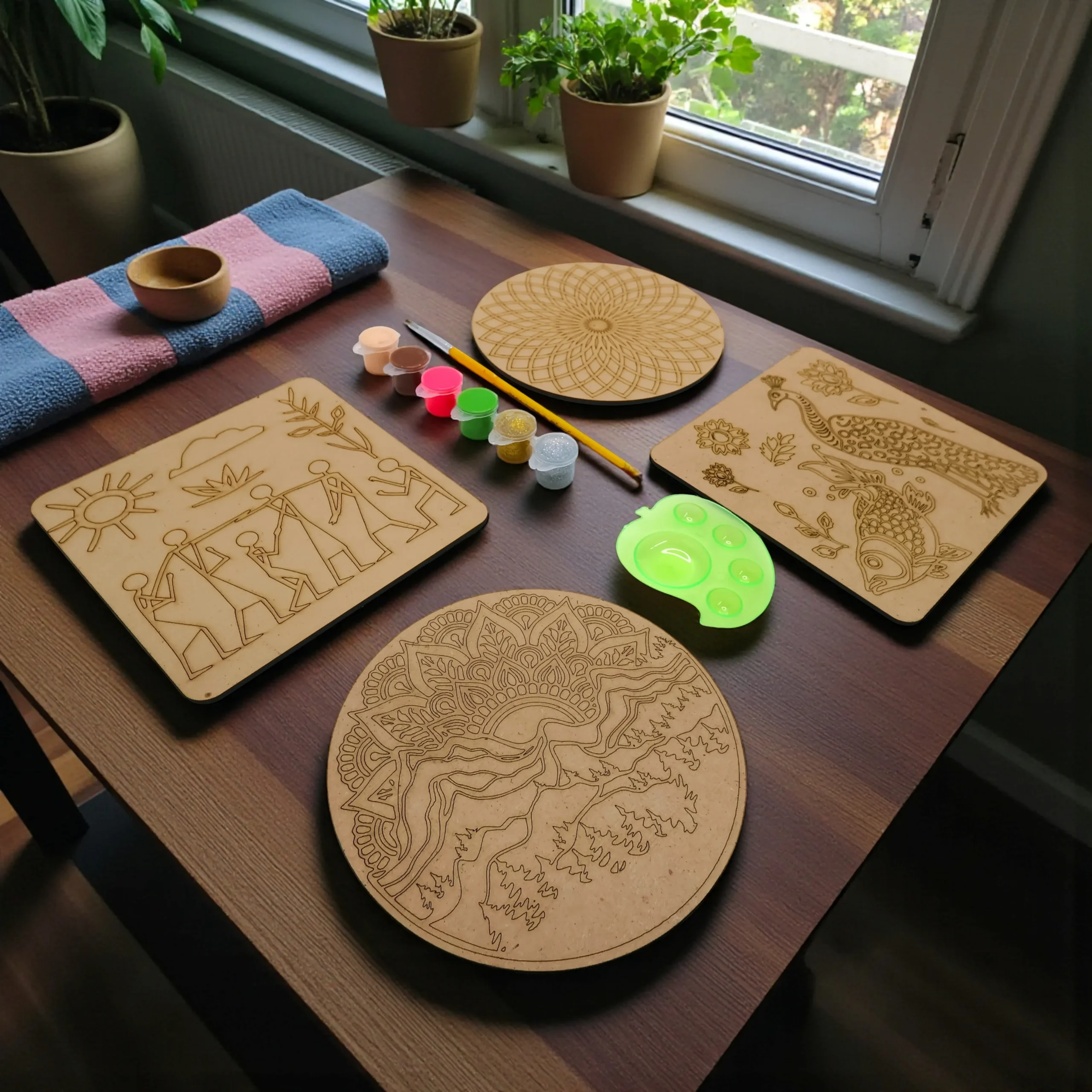 step by step mandala painting activity for kids using diy kit