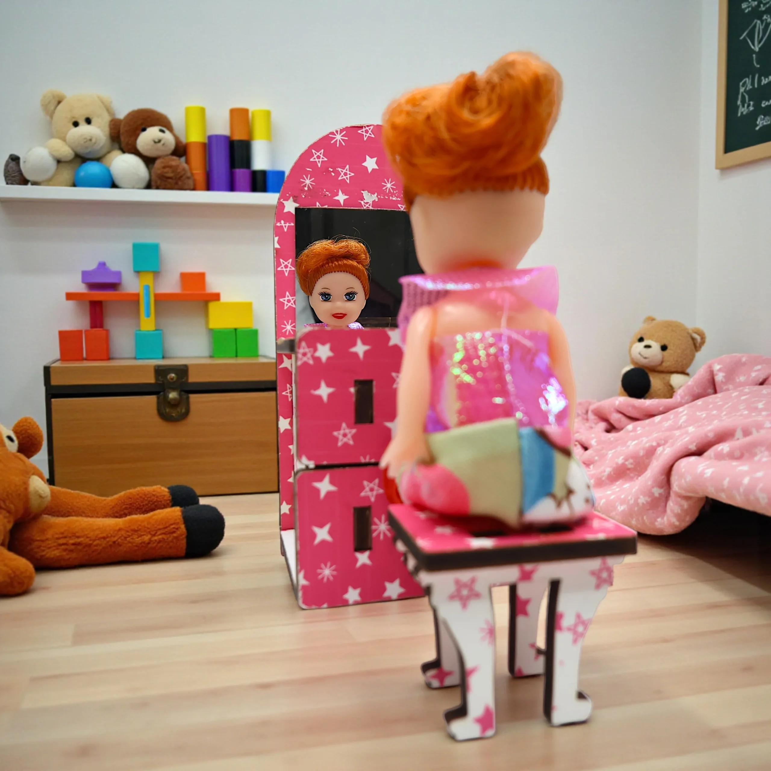 bedroom miniature furniture set for dollhouse beautifully presented as gift idea for kids