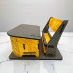 wooden desk organiser placed on office desk with stationery and documents