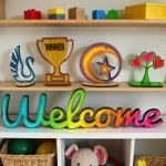 finished painted wooden art from kids wood painting kit