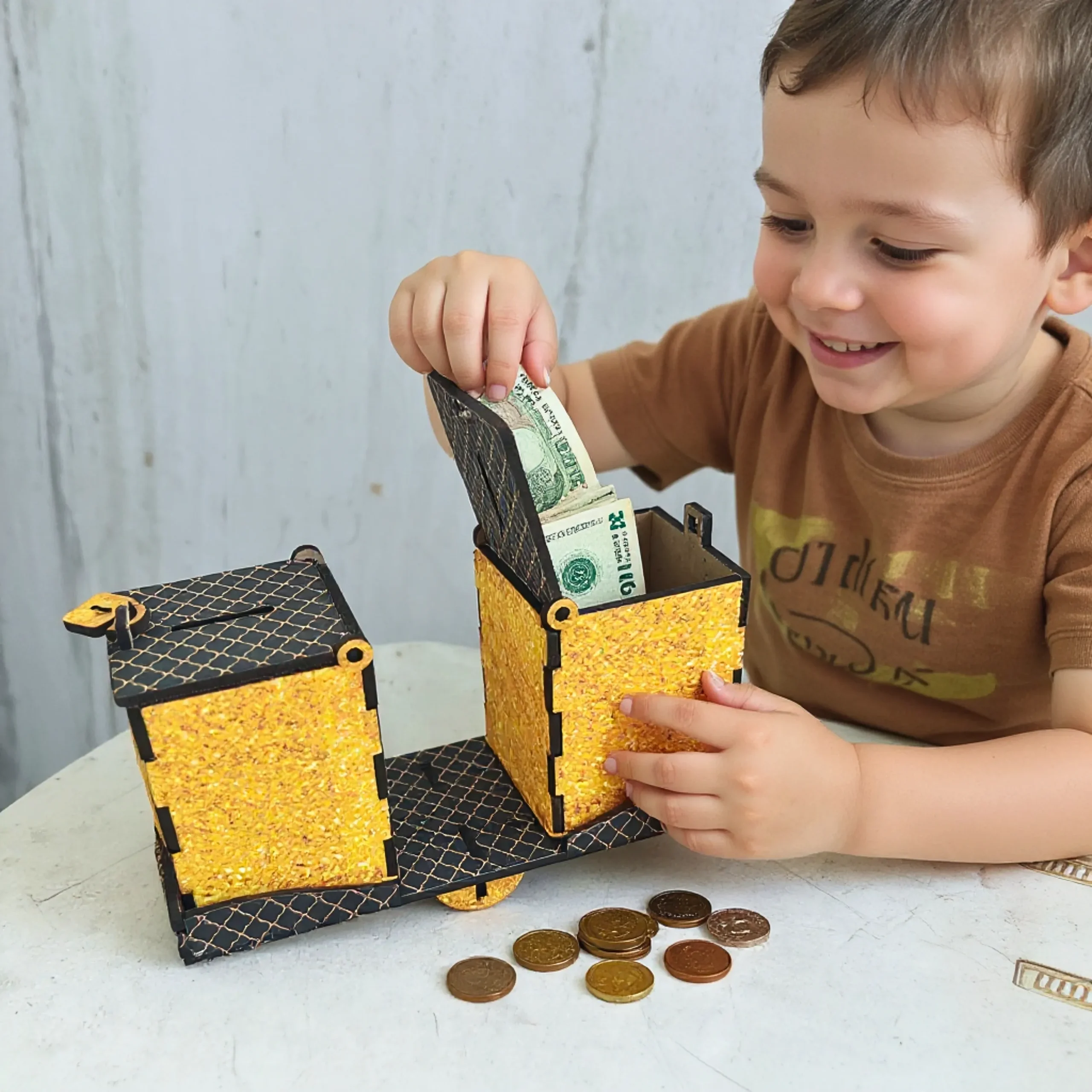 close up of piggy bank money box showing coin slot