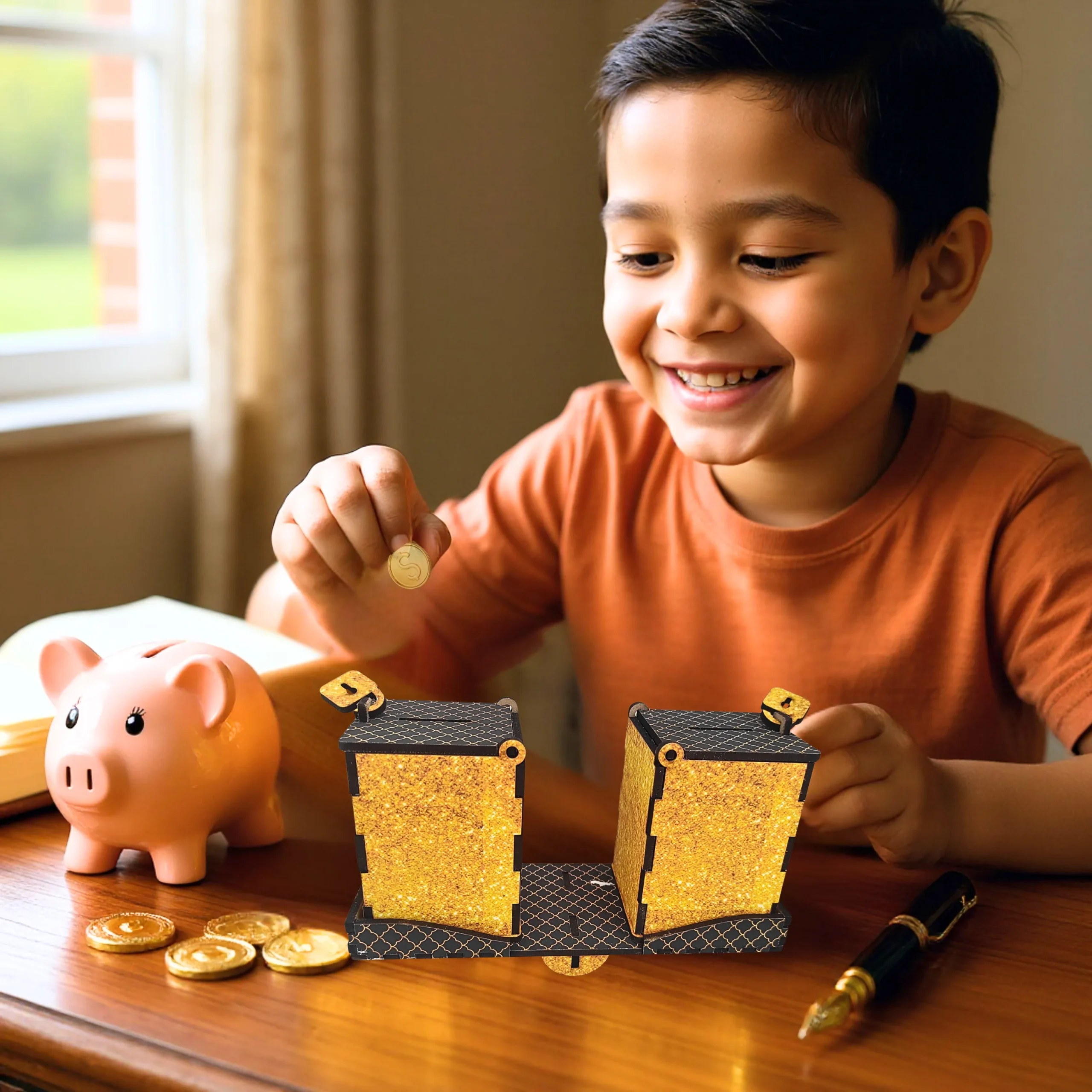 piggy bank money box kept in kids room