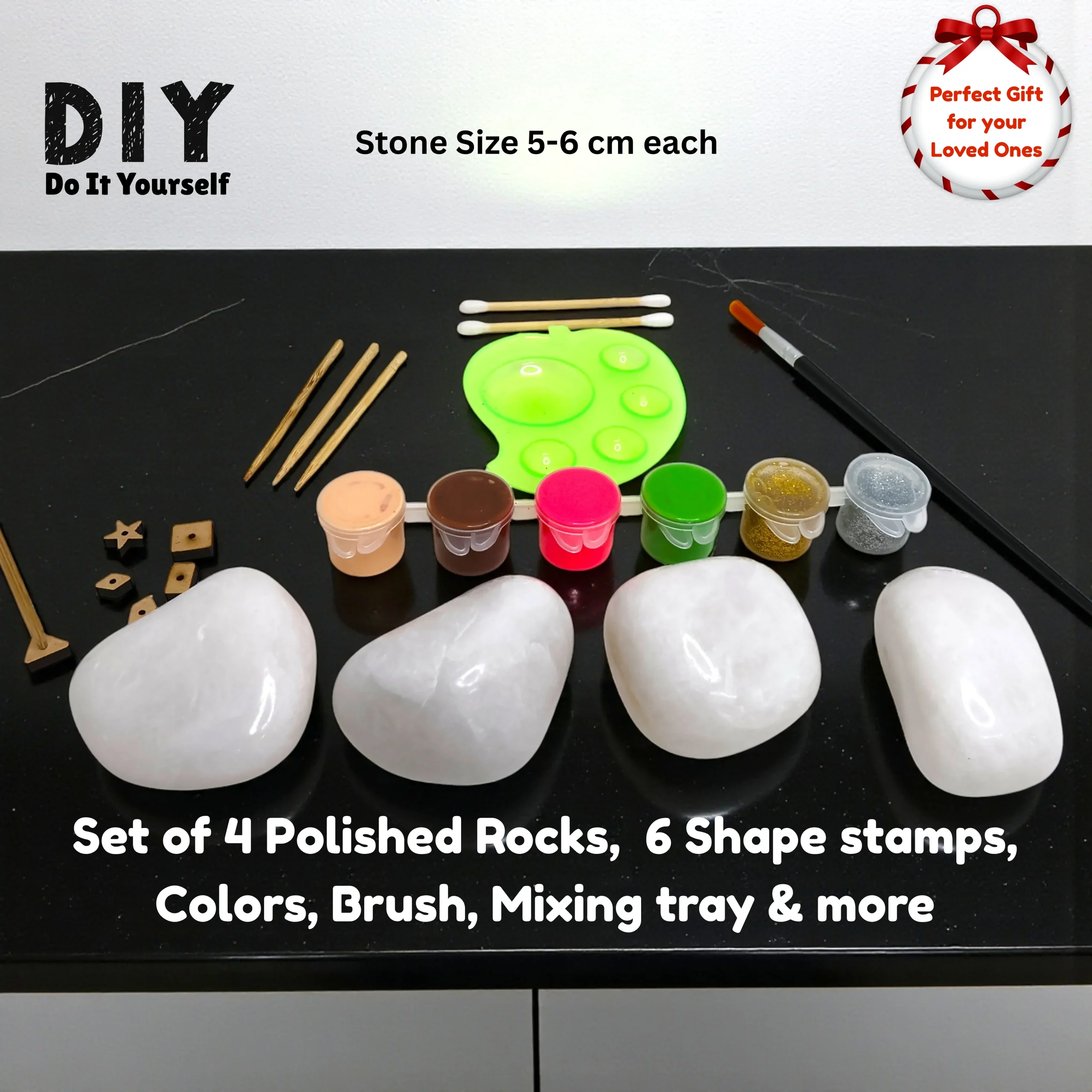 rock painting kit for kids with stones and paints