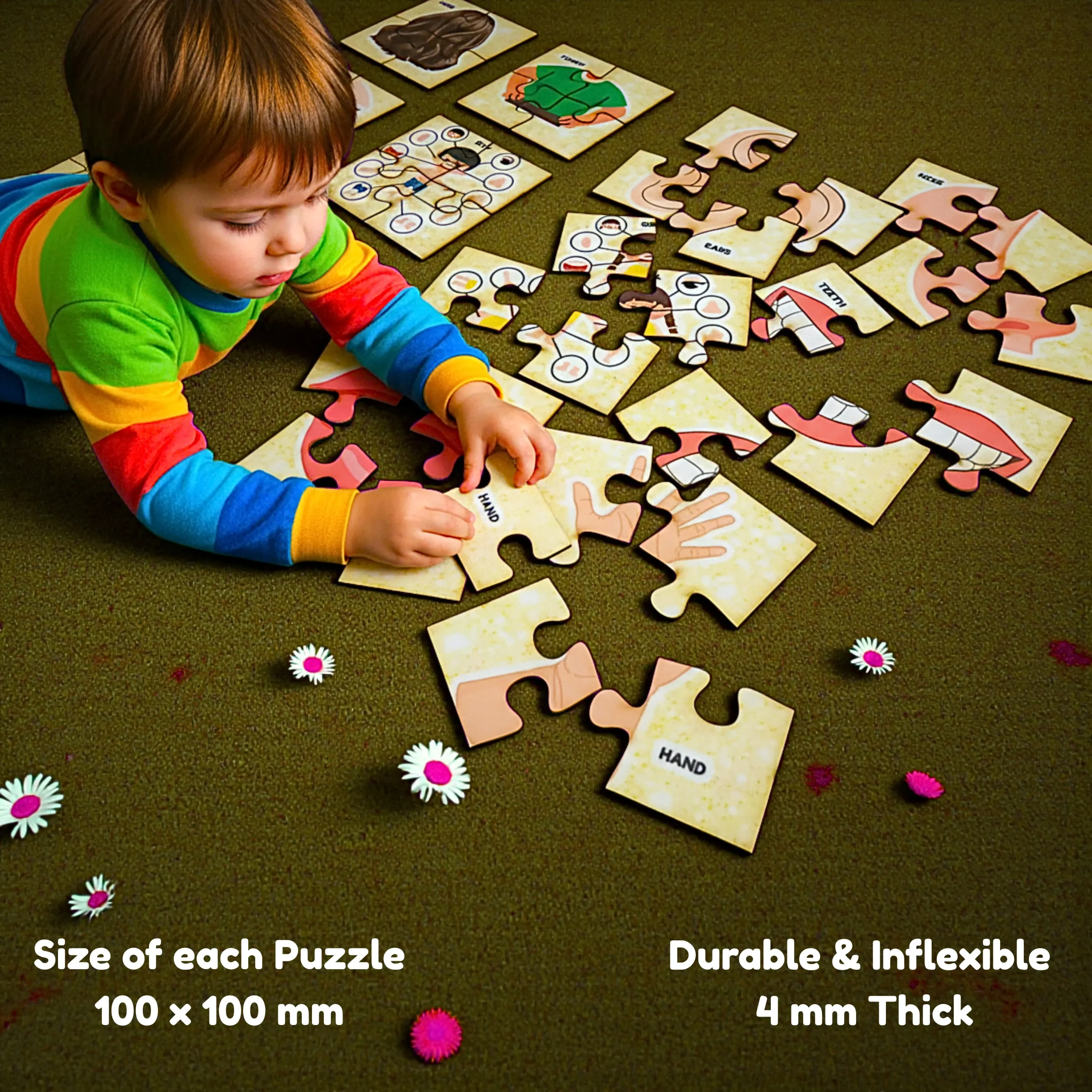 child safe fruits and body parts puzzle with smooth edges