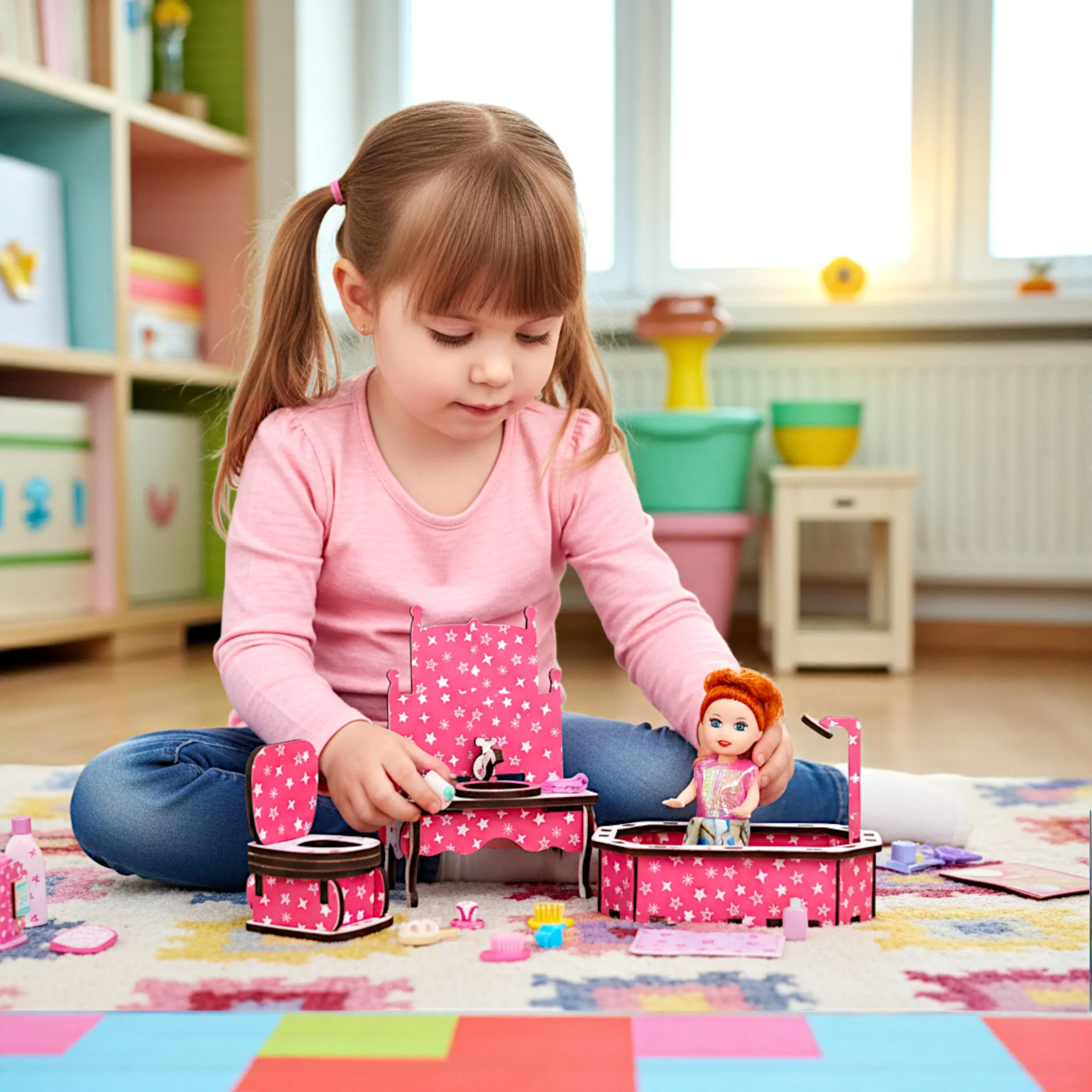 child safe miniature washroom furniture for dollhouse