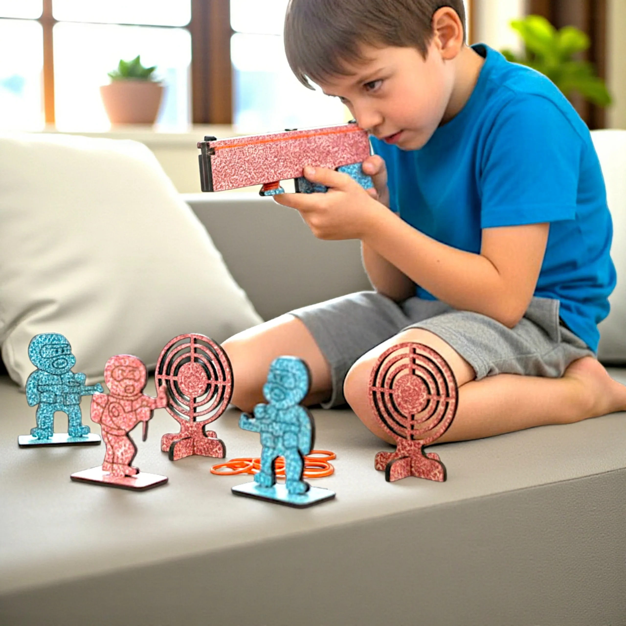 safe rubber band gun with smooth edges and non-toxic materials for kids