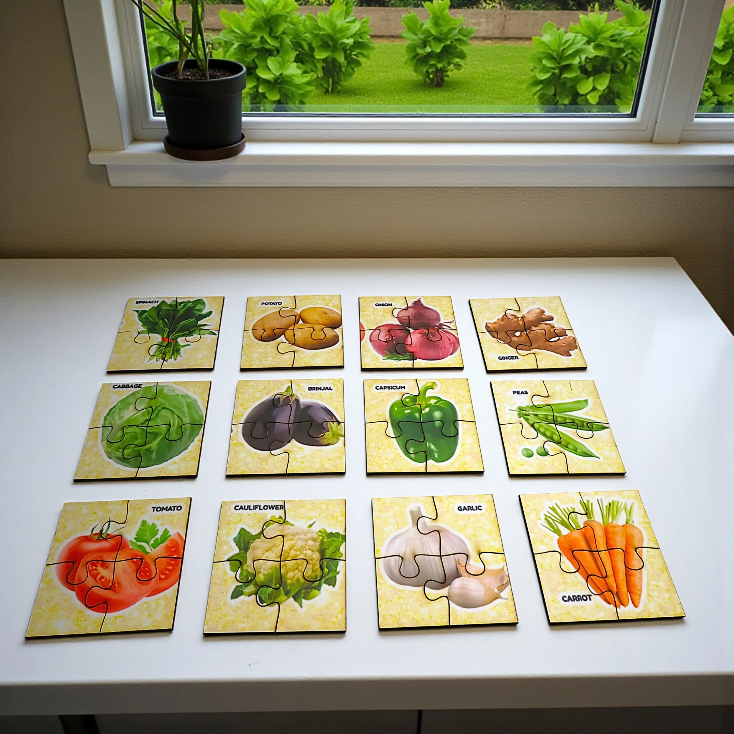 child safe shape and vegetable jigsaw puzzle with smooth edges