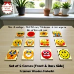 smiley puzzle and color memory game wooden educational toy for kids