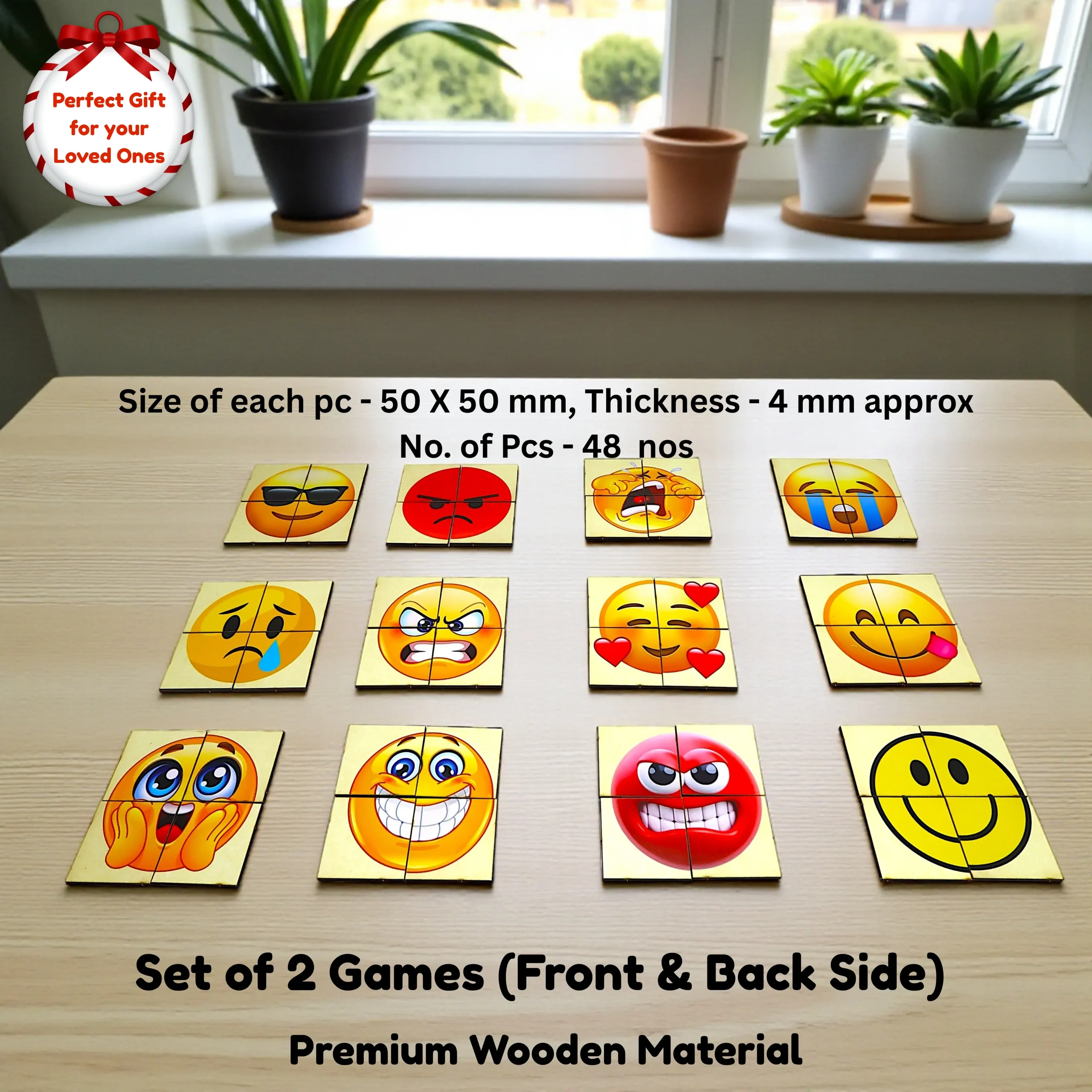 smiley puzzle and color memory game wooden educational toy for kids