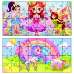 full unicorn and fairy jigsaw puzzle layout with all pieces visible