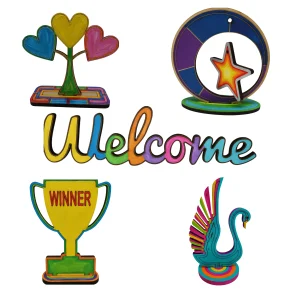 wood painting kit for kids with wooden shapes and colors