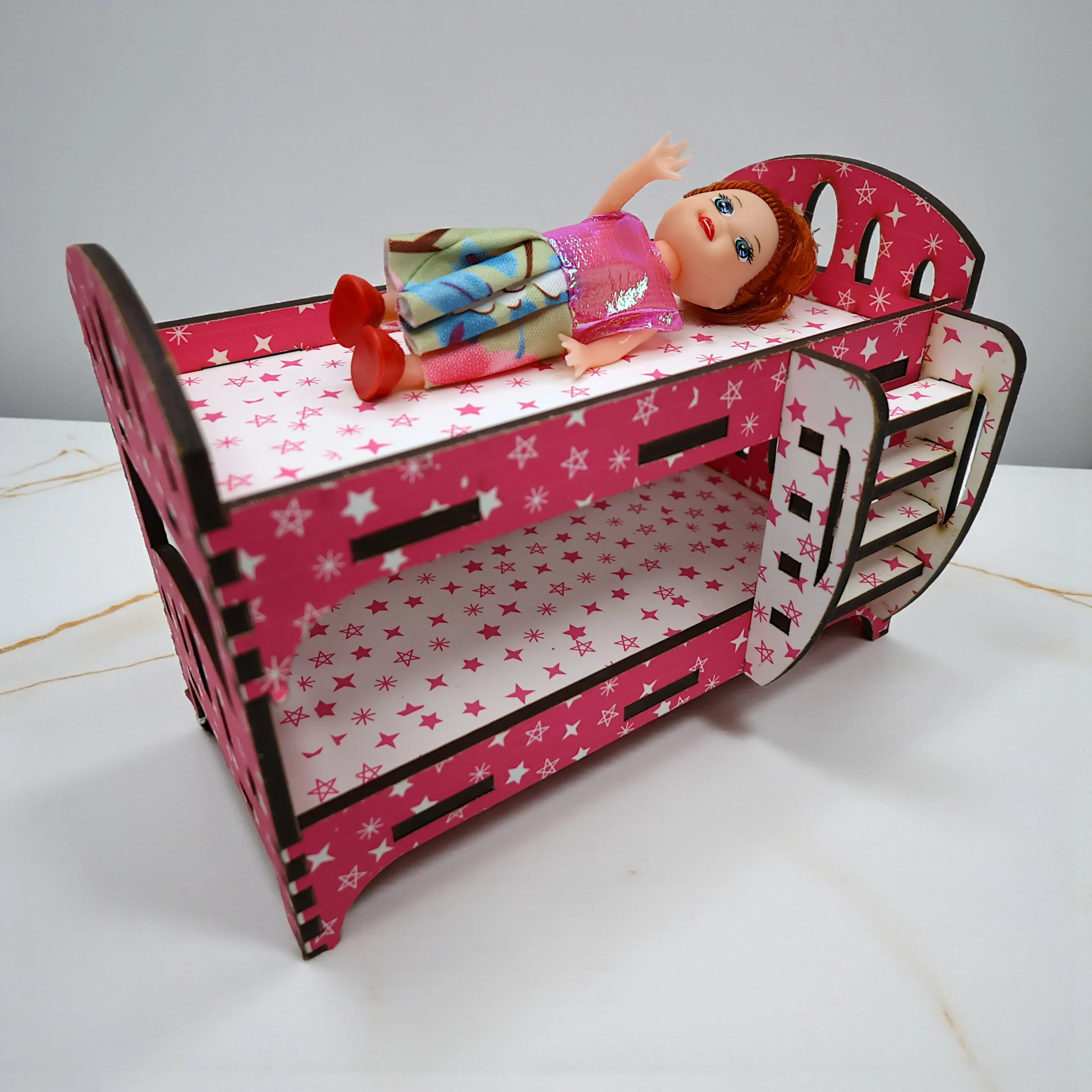 wooden miniature bed furniture piece for dollhouse bedroom set encouraging imaginative play